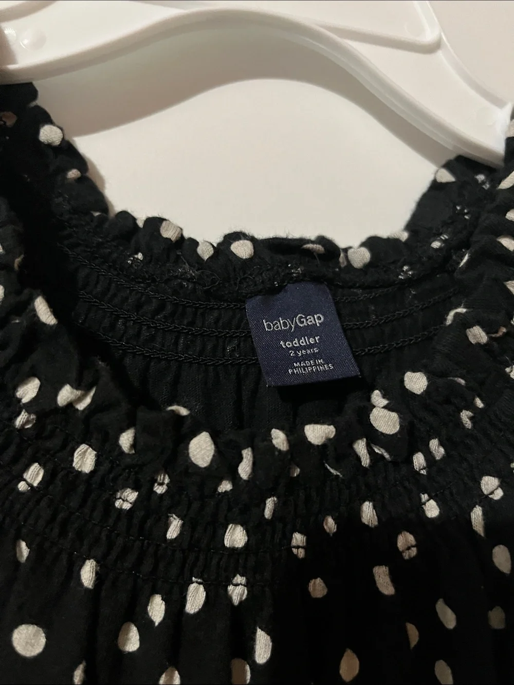 GAP Black Dress with White Polka Dots and Ruffle Hem